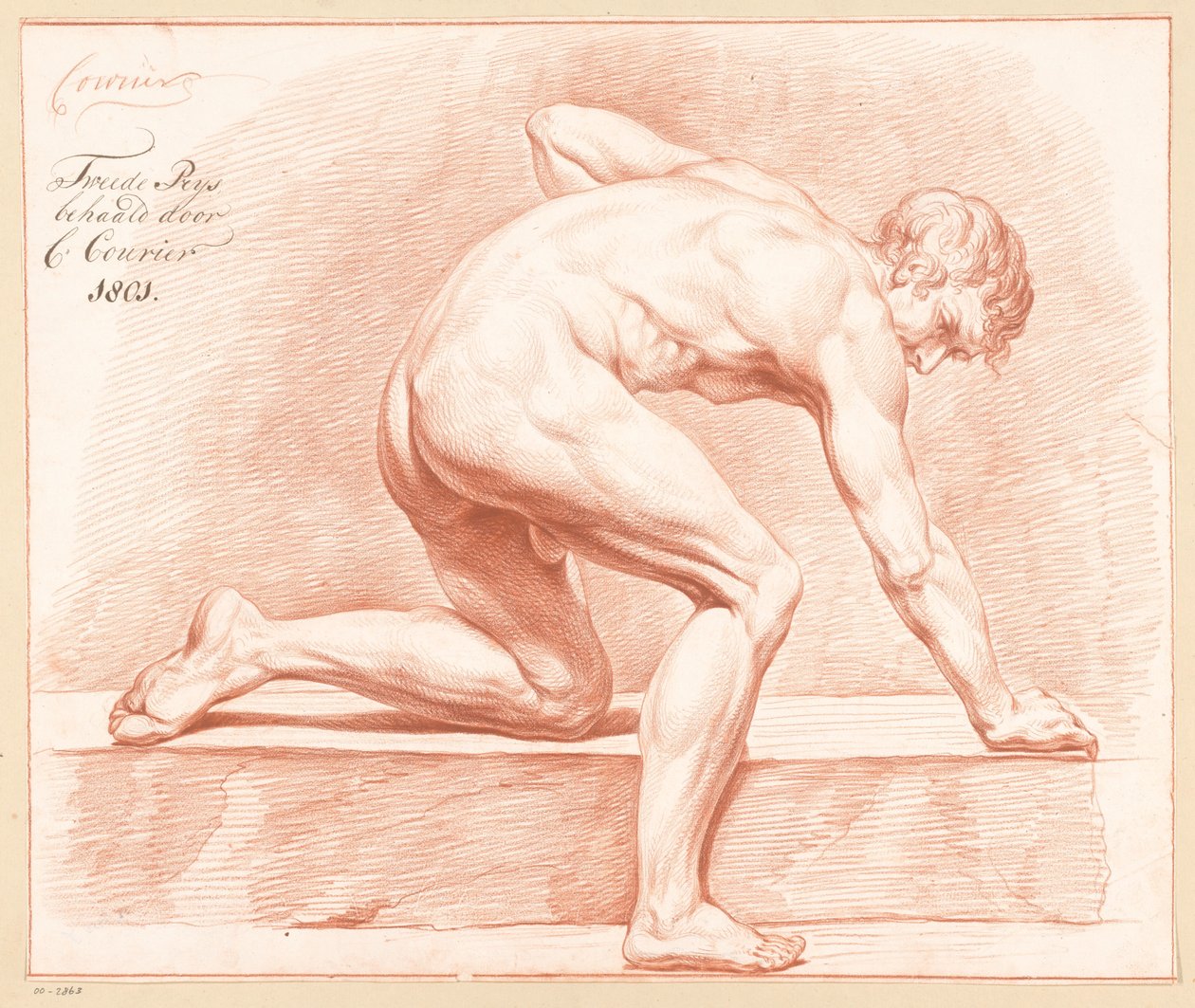 Kneeling Male Nude, Seen from the Side (2nd Prize 1801) by C. Courier
