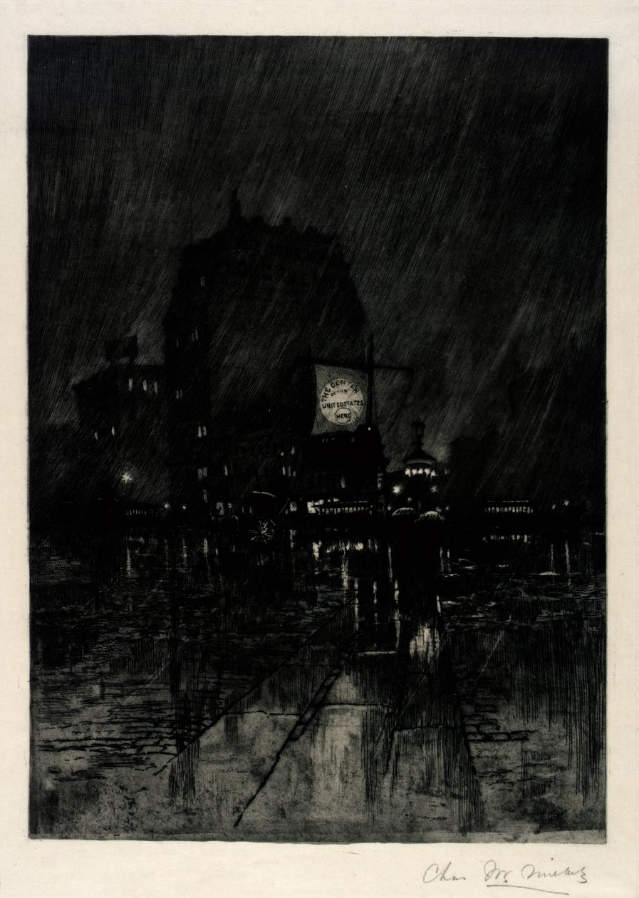 Rainy Night, Madison Square by C. F. William Mielatz
