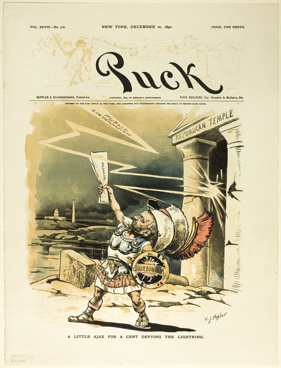 A Little Ajax for a Cent Defying the Lightning, from Puck by C. Jay Taylor