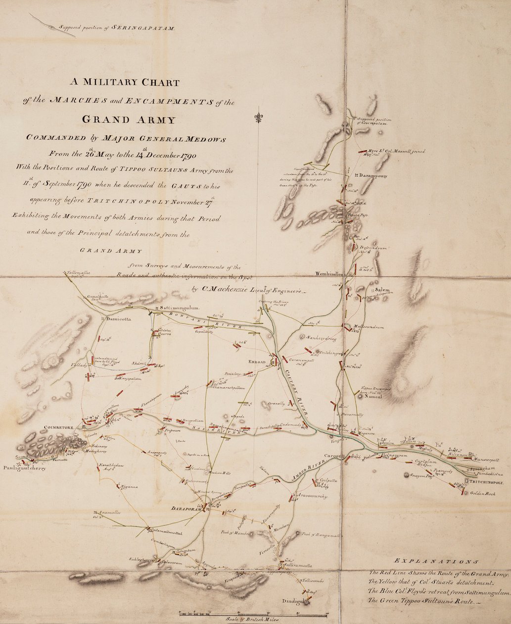 A Military Chart of the Marches and Encampments of the Grand Army Commanded by Major General Medows from May 26 to December 14, 1790 by C. Mackenzie