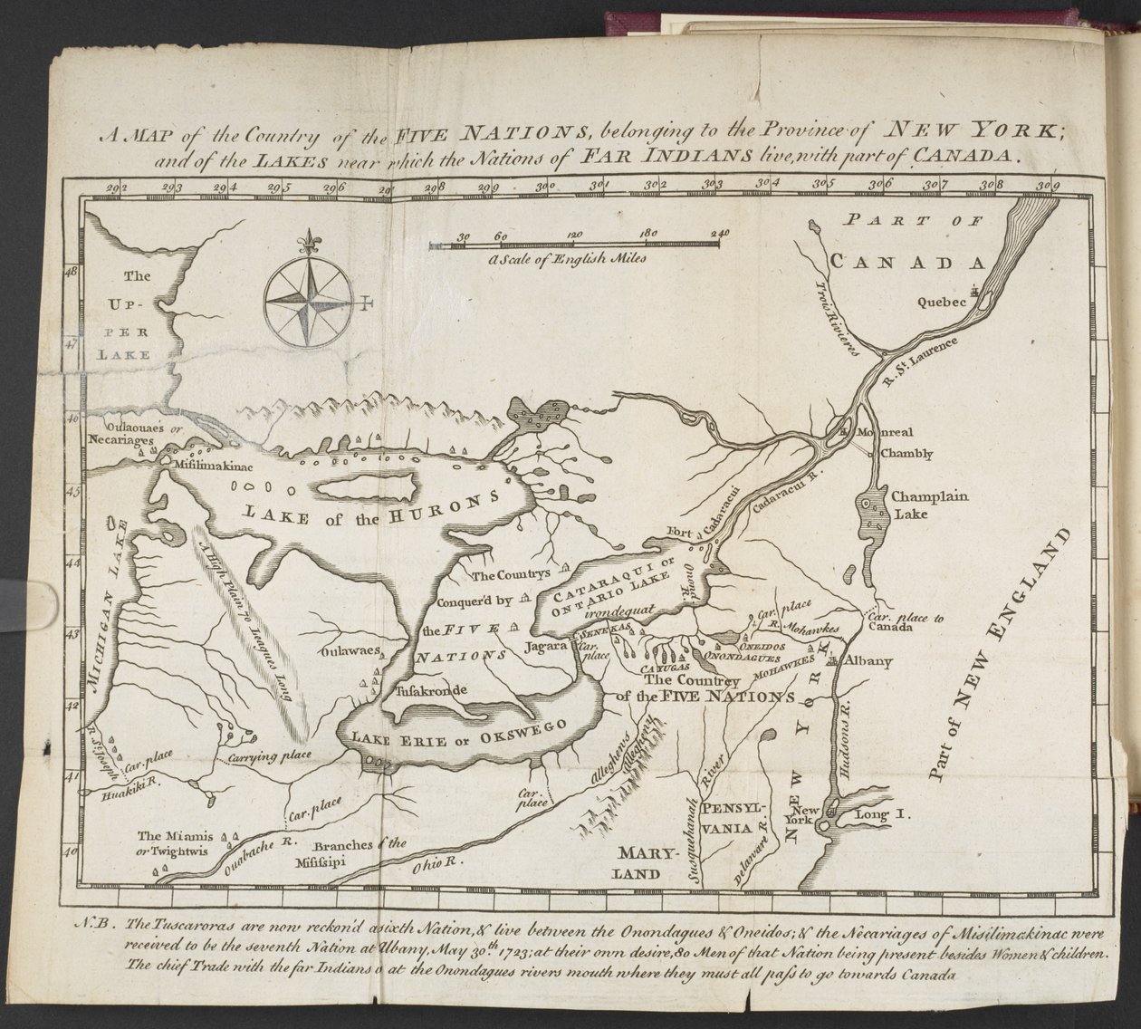 A Map of the Country of the Five Nations, belonging to the Province of New York; and of the Lakes near which the Nations of Far Indians live, with part of Canada by Cadwallader Colden