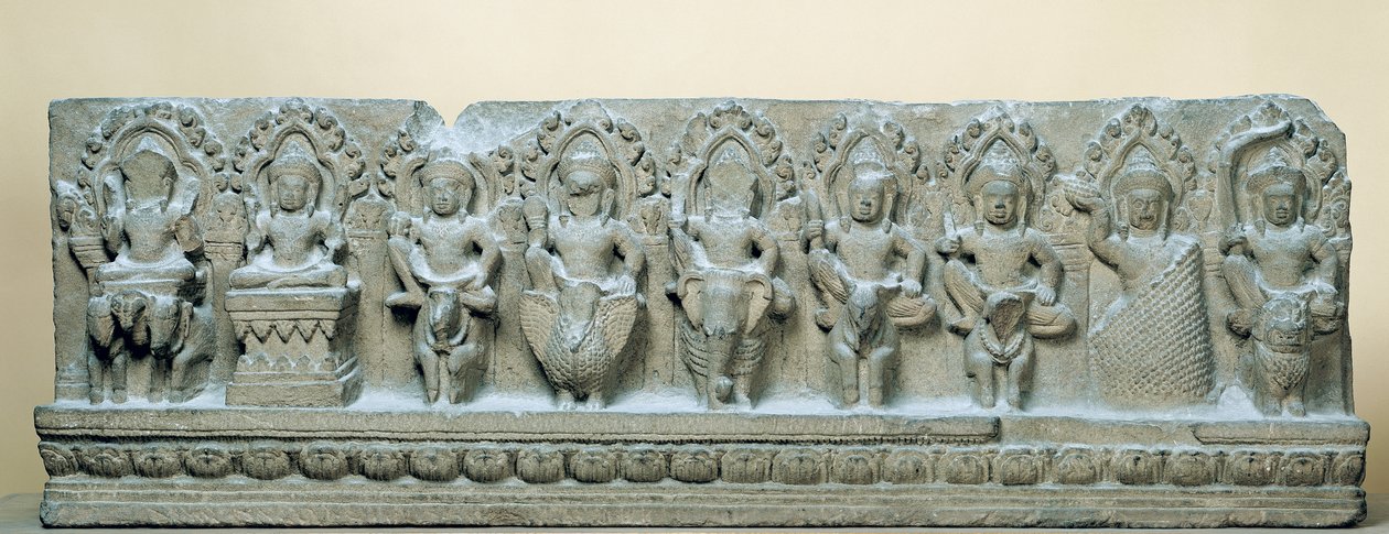 Frieze depicting nine divinities by Cambodian School