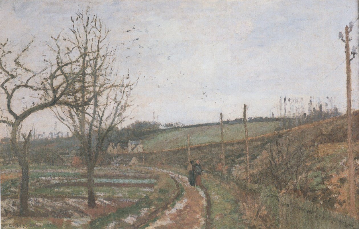 The Road by the Railway, Snow Effect by Camille Jacob Pissarro