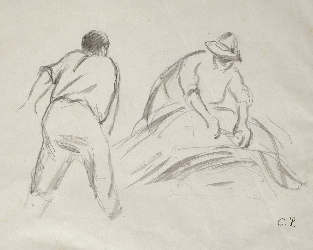 Studies of a Male and a Female Harvester by Camille Jacob Pissarro