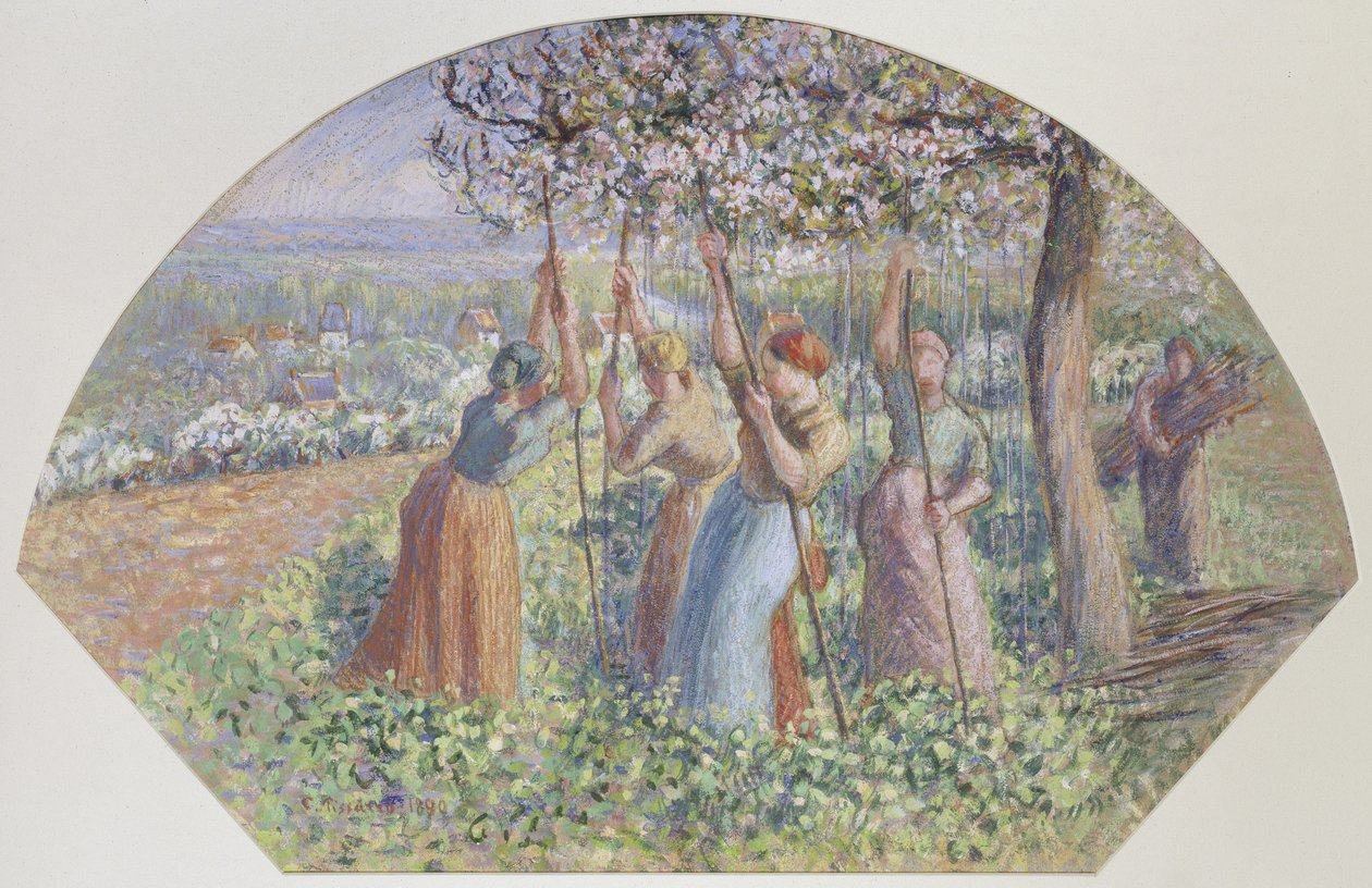 Design for a Fan: The Pea Stakers, 1890 by Camille Jacob Pissarro