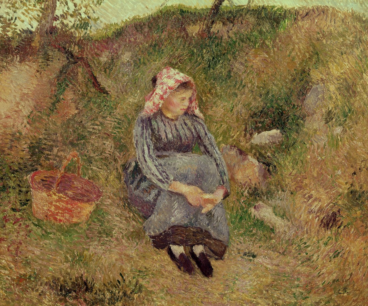 Seated Peasant Girl, 1883 by Camille Jacob Pissarro