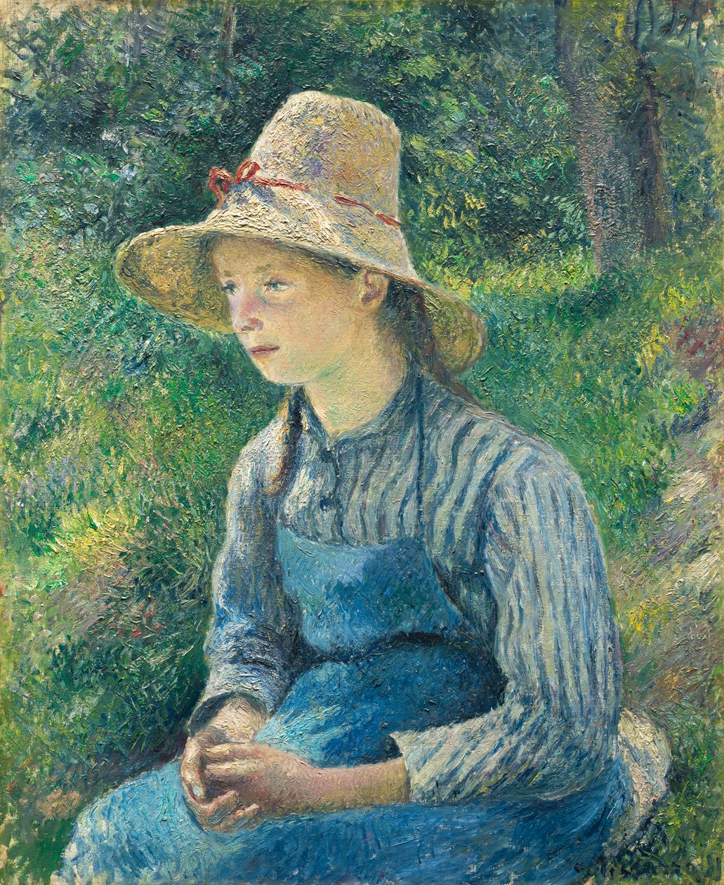 Peasant Girl with a Straw Hat by Camille Jacob Pissarro
