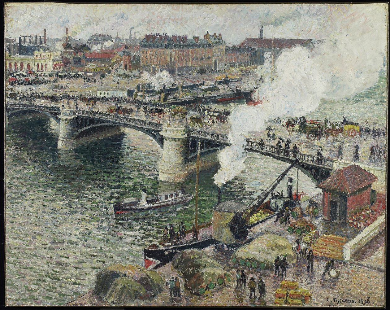 Pont Boieldieu in Rouen, Damp Weather by Camille Jacob Pissarro