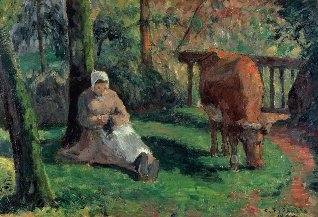 Shepherdess, Montfoucault by Camille Jacob Pissarro