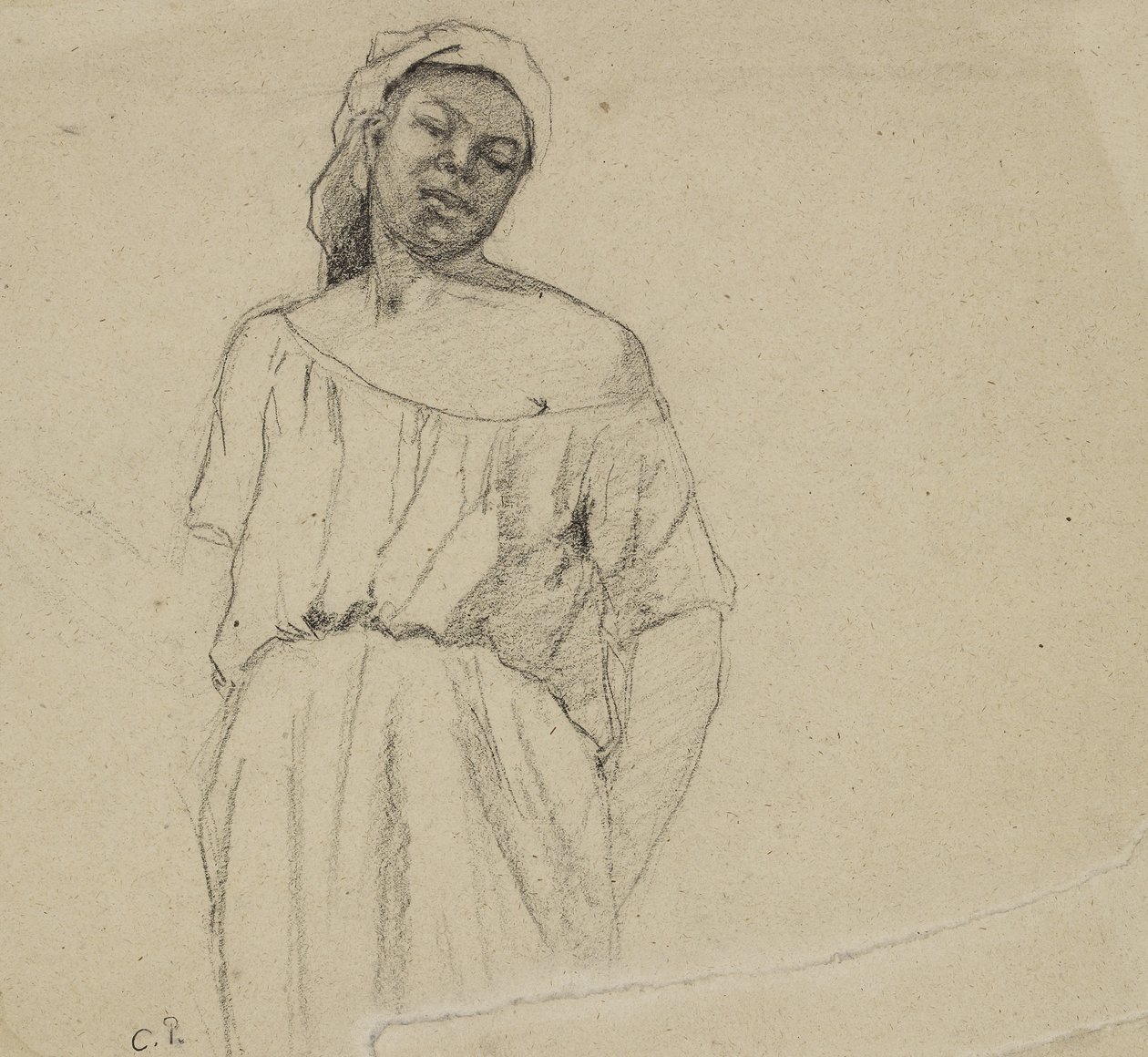 Study of a black person by Camille Jacob Pissarro