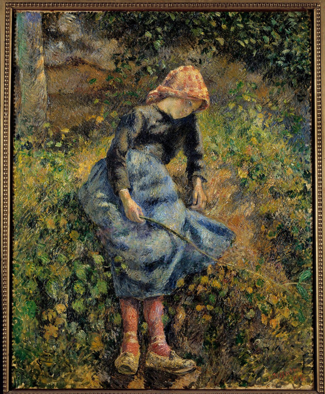 The shepherd says maiden has a wand. Painting by Camille Pissarro