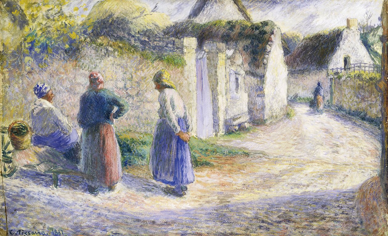 Village Street with Three People on the Right by Camille Jacob Pissarro