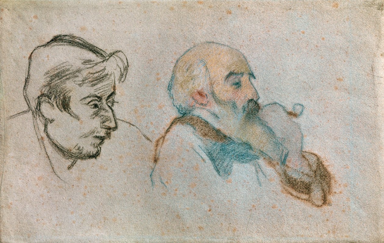 Double Portraits of Gauguin and Pissarro by Camille Pissarro