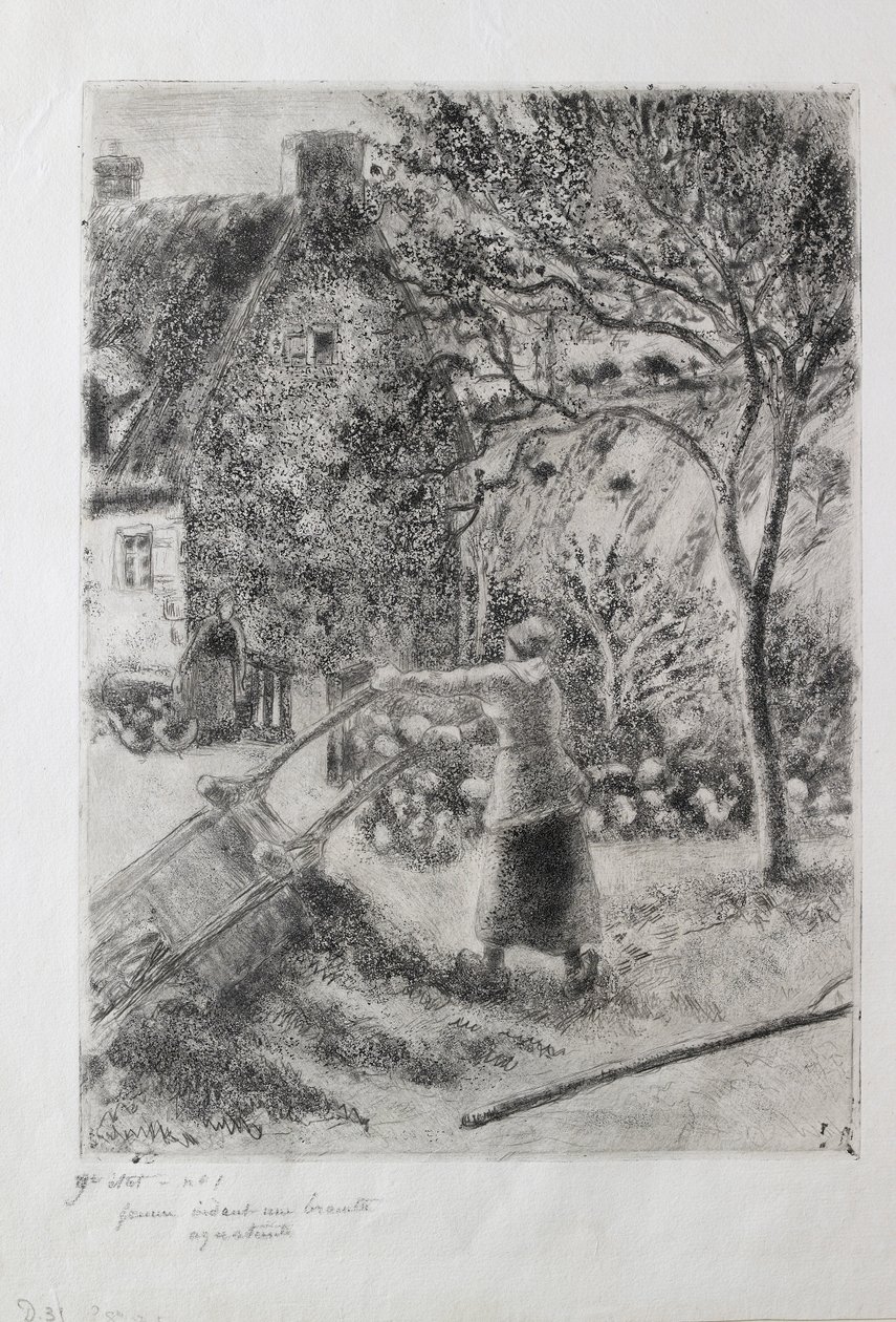 Woman Emptying a Wheelbarrow by Camille Pissarro