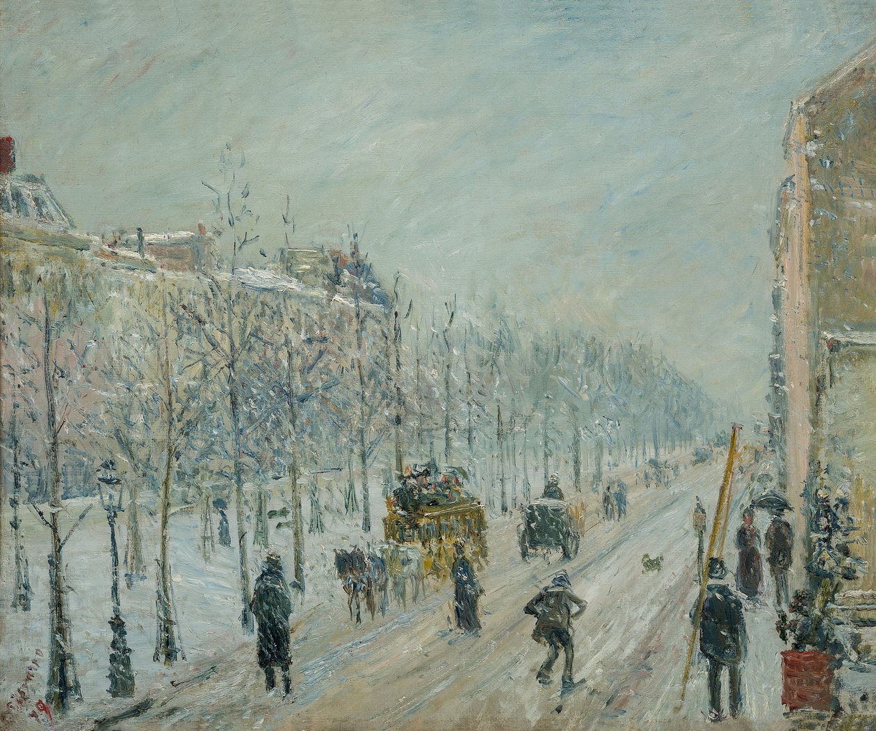 The Outer Boulevards. Snow Effect by Camille Pissarro