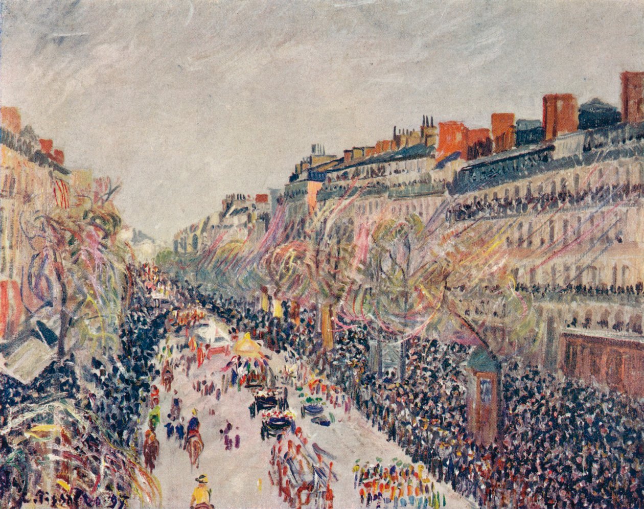 La Mi-Careme sur les Boulevards by Camille Jacob Pissarro
