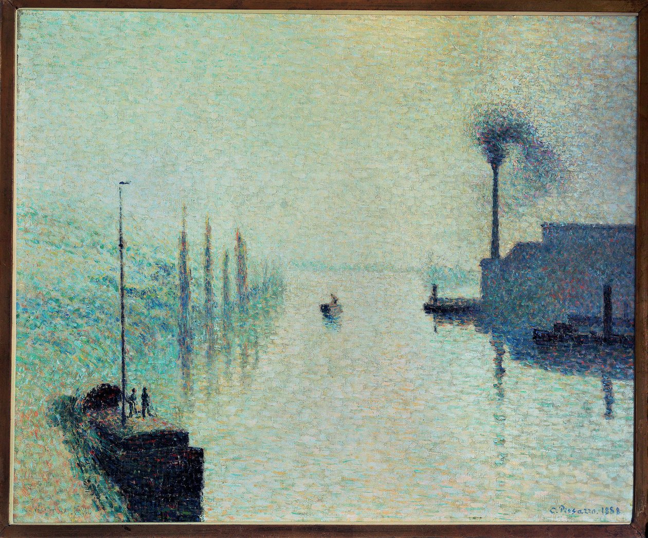 Lacroix Island, Rouen, Fog by Camille Pissarro