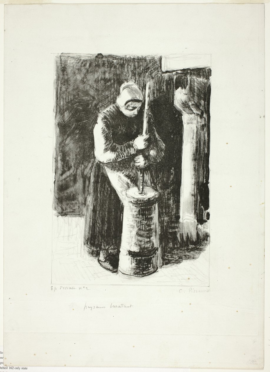 Peasant Woman Churning Milk by Camille Pissarro