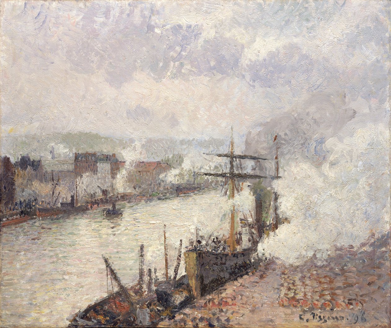 Steamboats in the Port of Rouen, 1896 by Camille Jacob Pissarro