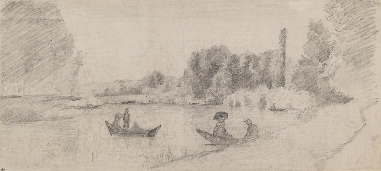 Study of a River Landscape with Boats by Camille Pissarro