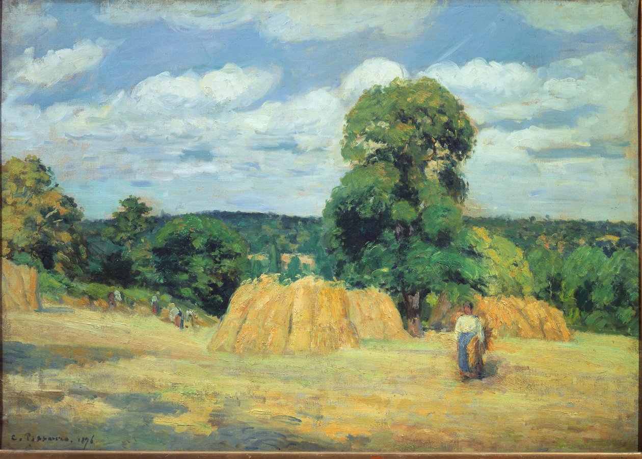 The Harvest in Montfoucault in Mayenne by Camille Jacob Pissarro