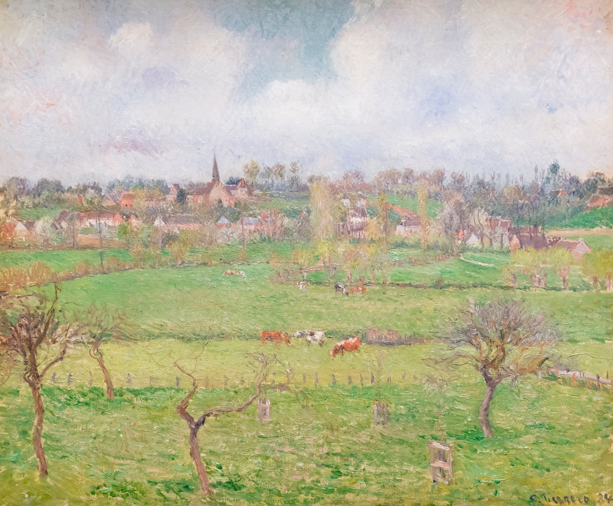 View of Bazincourt by Camille Pissarro