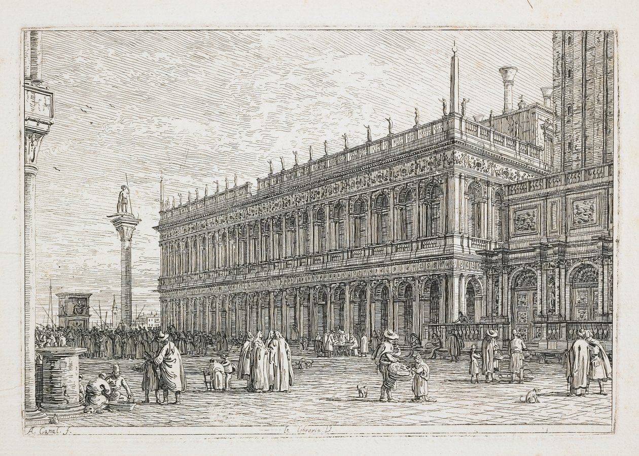 La Libreria, Plate from Vedute, Altre Presse da i Loughi, Altre Ideate, 1740-1745 by Giovanni Antonio Canal