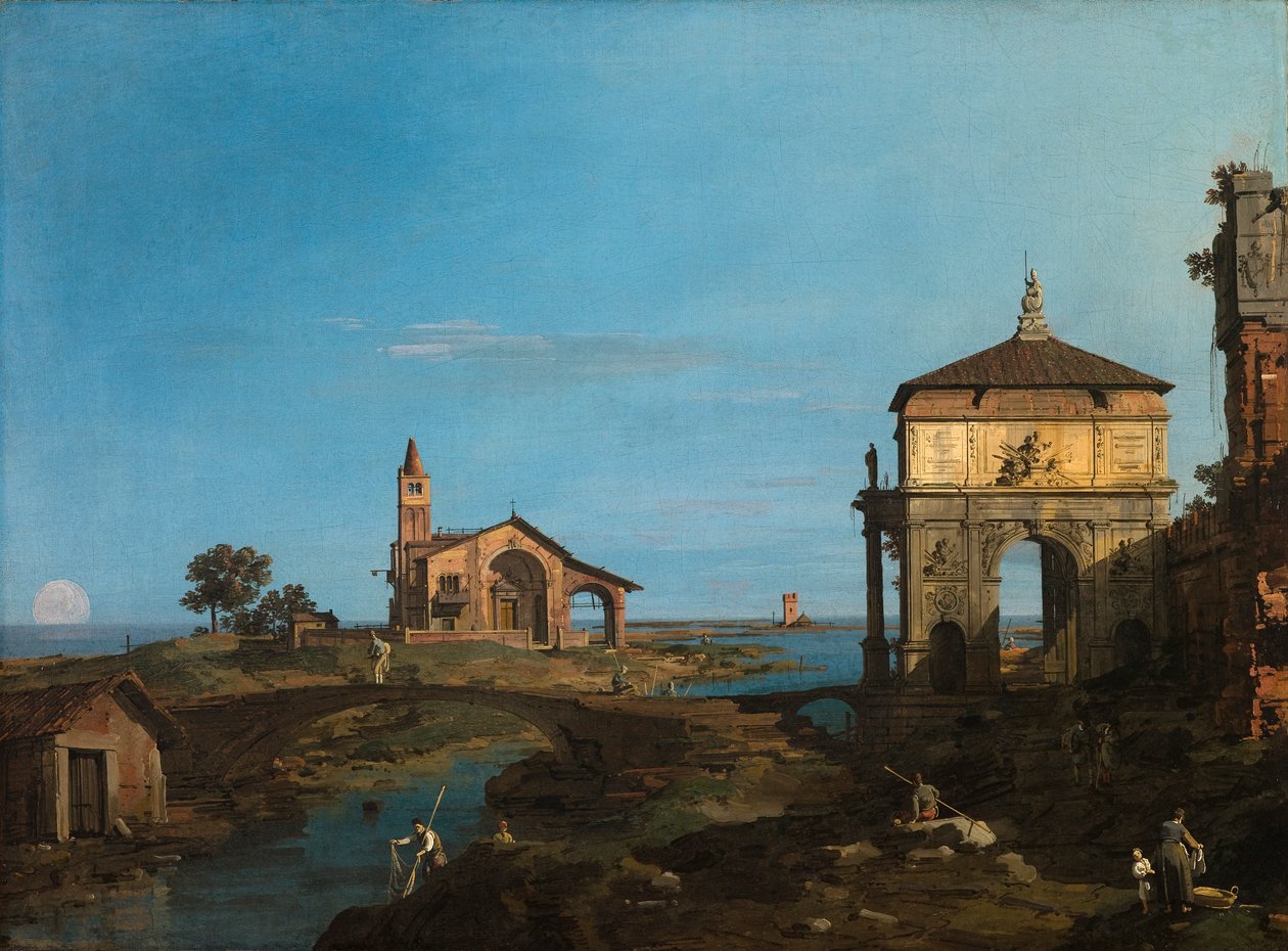 An Island in the Lagoon with a Gateway and a Church by Canaletto (Giovanni Antonio Canal)