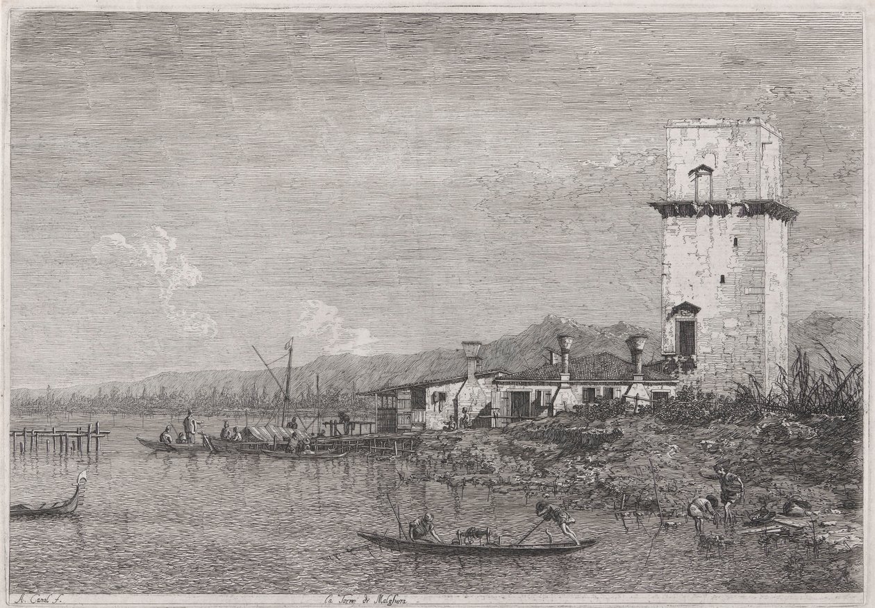 The Tower of Malghera, from the series Vedute by Canaletto (Giovanni Antonio Canal)