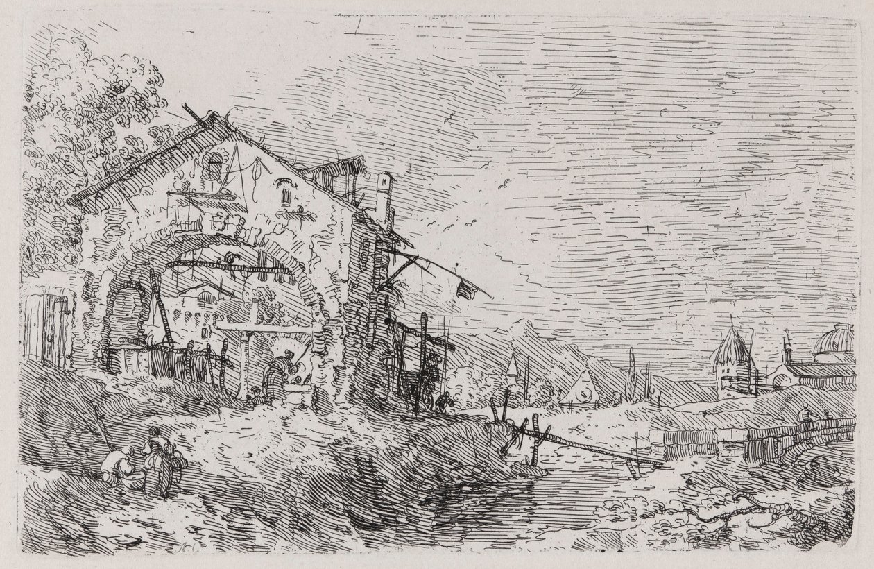Landscape with a Woman at a Well, from the Series Vedute (Views) by Canaletto (Giovanni Antonio Canal)