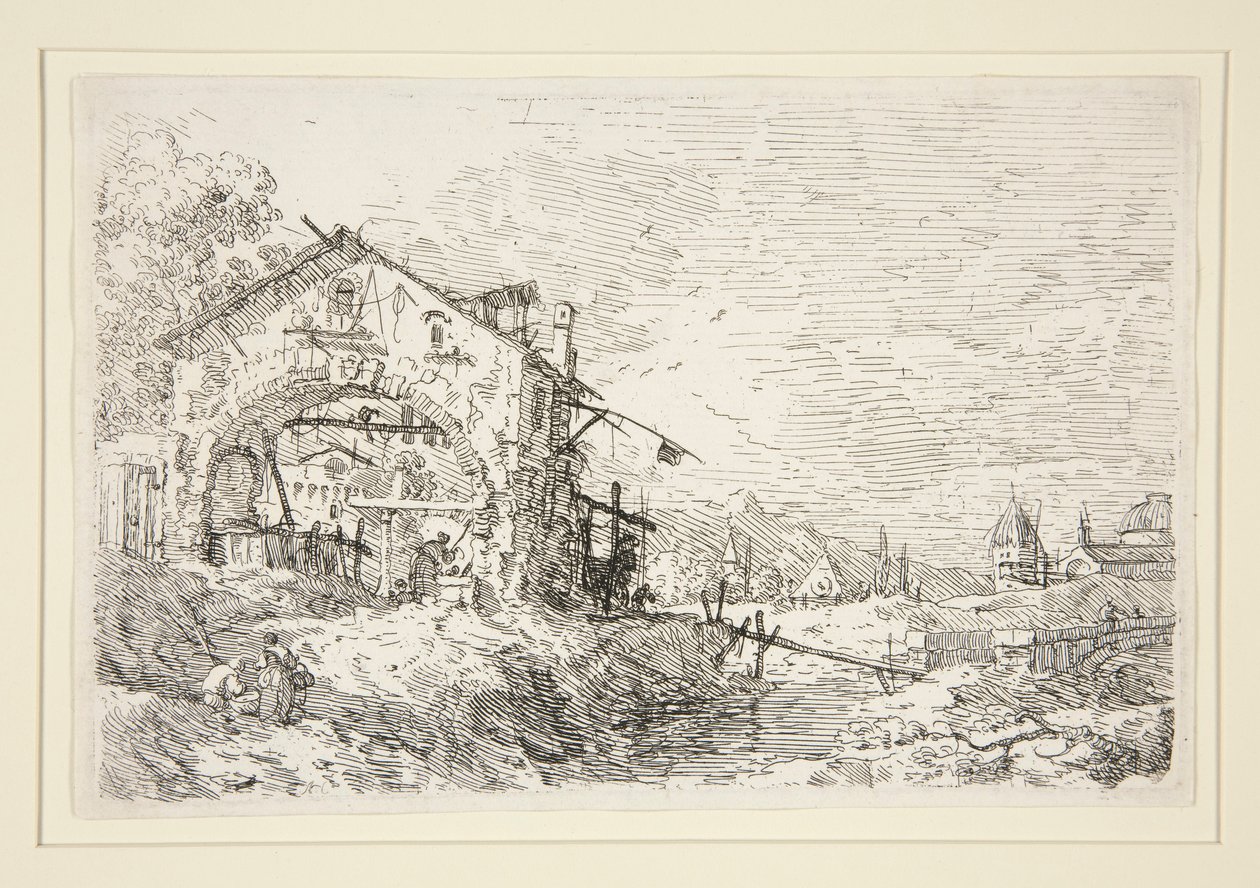 Landscape with a Woman at a Well, from the series Vedute by Canaletto (Giovanni Antonio Canal)