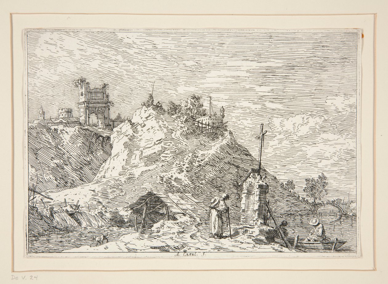 Landscape with the Pilgrim at Prayer, from the series Views by Canaletto (Giovanni Antonio Canal)