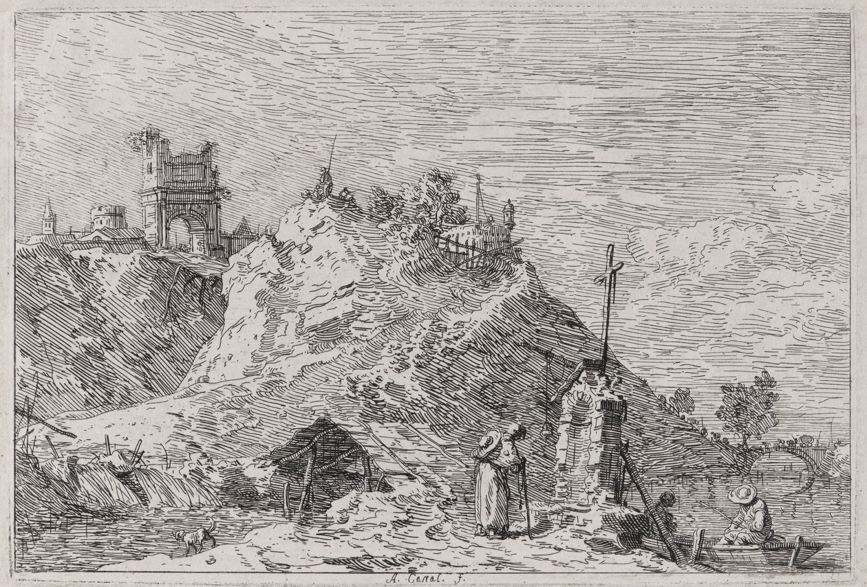 Landscape with the Pilgrim at Prayer, from the Series Vedute (Views) by Canaletto (Giovanni Antonio Canal)