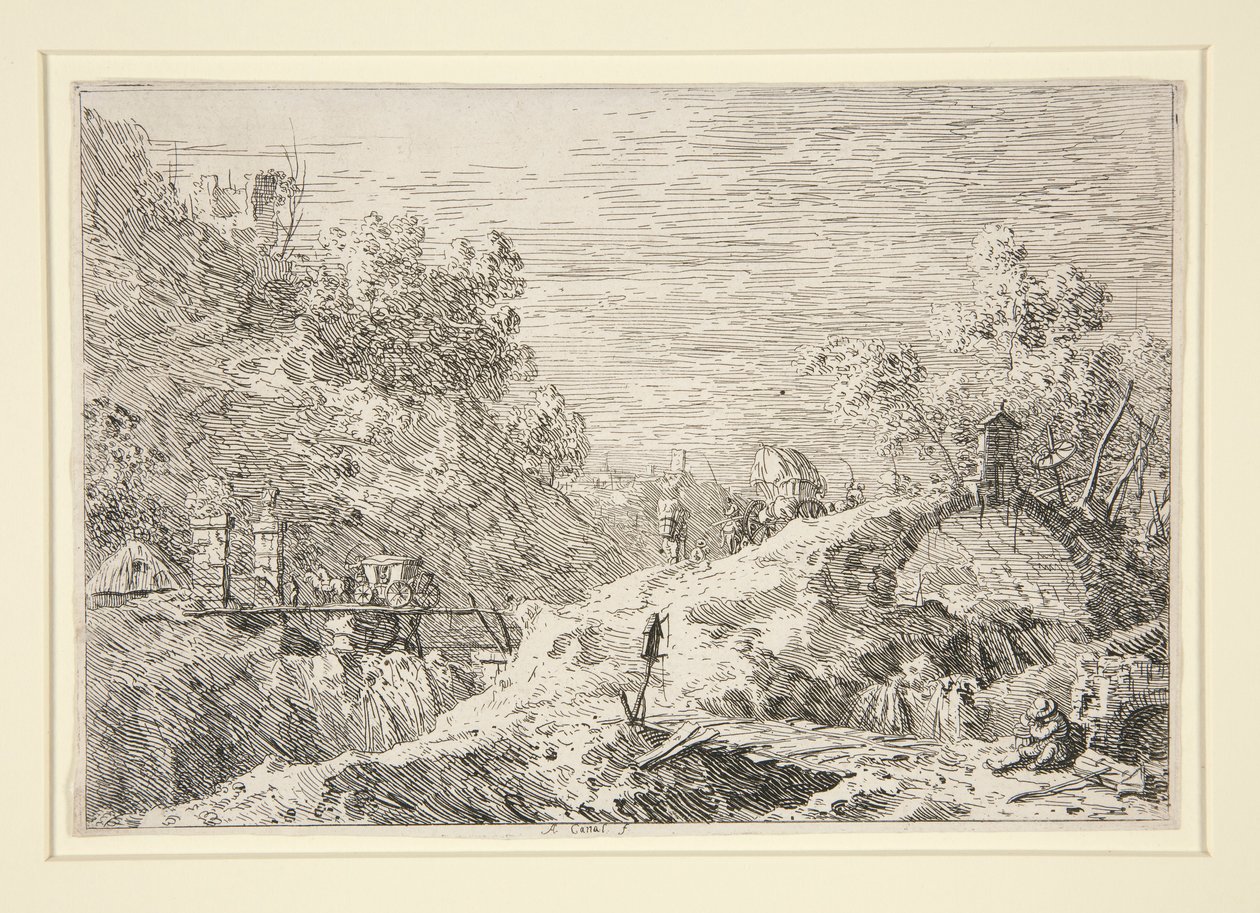 Mountain Landscape with Five Bridges, from the Vedute (Views) by Canaletto (Giovanni Antonio Canal)