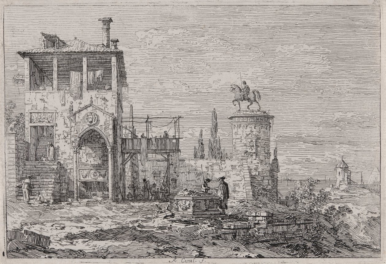 The Equestrian Monument, from the series Vedute (Views) by Canaletto (Giovanni Antonio Canal)