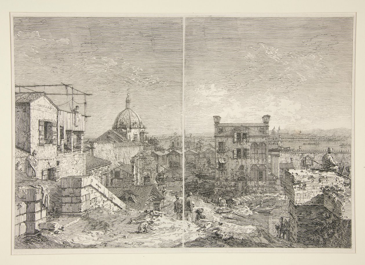 The House with the Inscription: MDCCXLI. A. C. [and] The House with the Peristyle and Six Columns, from the Series Vedute (Views) by Canaletto (Giovanni Antonio Canal)