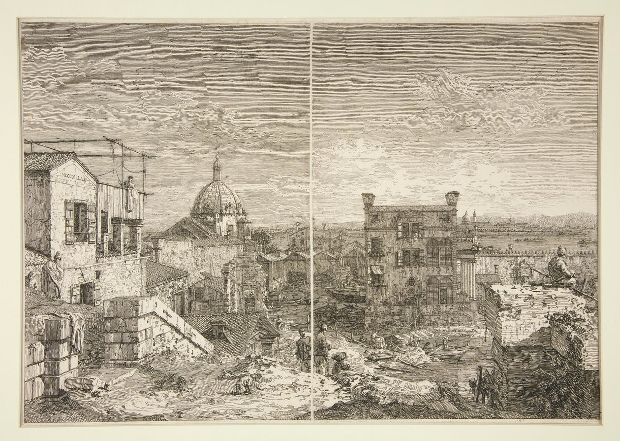 The House with the Inscription and The House with the Perstyle, from the series Vedute (Views) by Canaletto (Giovanni Antonio Canal)