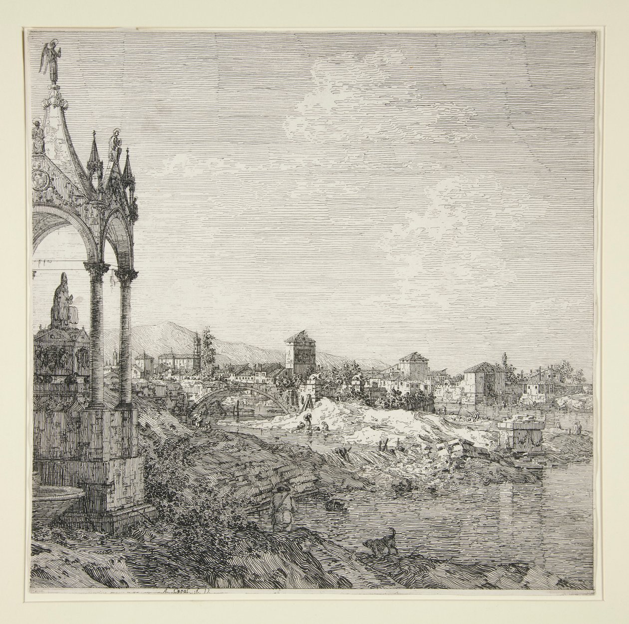 View of a Town with a Bishop by Canaletto (Giovanni Antonio Canal)