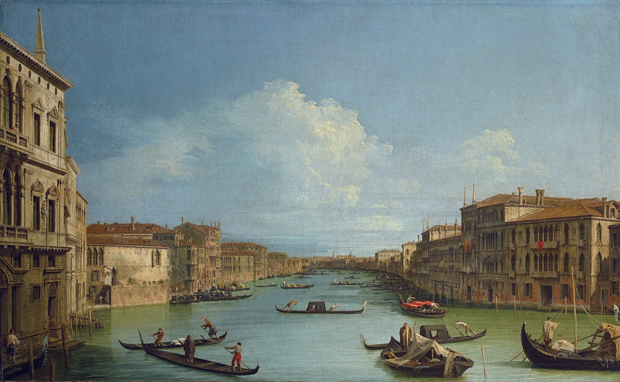 The Grand Canal seen from the Palazzo Balbi towards the Bridge of Rialto by Canaletto
