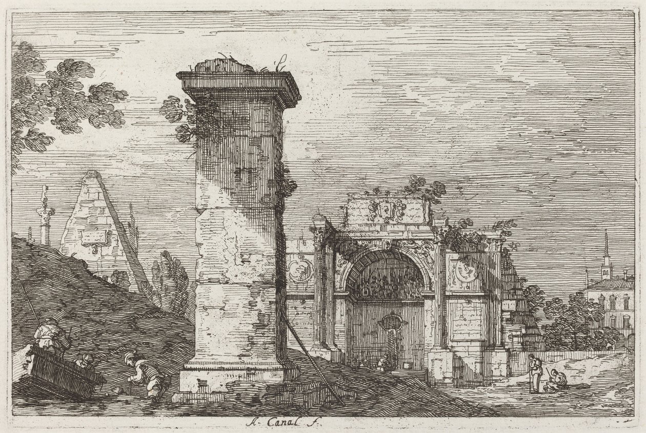 Landscape with Ruined Monuments [right] by Canaletto