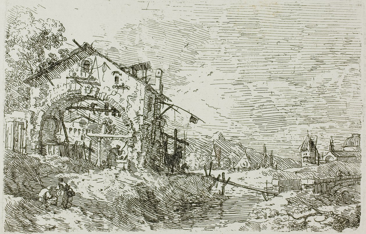 Landscape with a Woman at a Well, from Vedute by Canaletto