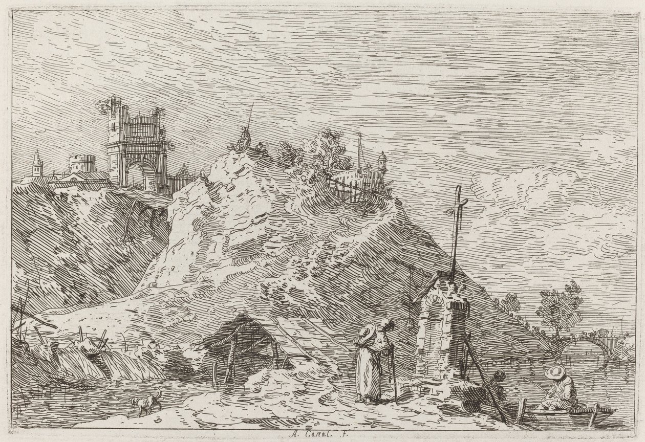 Landscape with the Pilgrim at Prayer, c. 1735-1746 by Canaletto