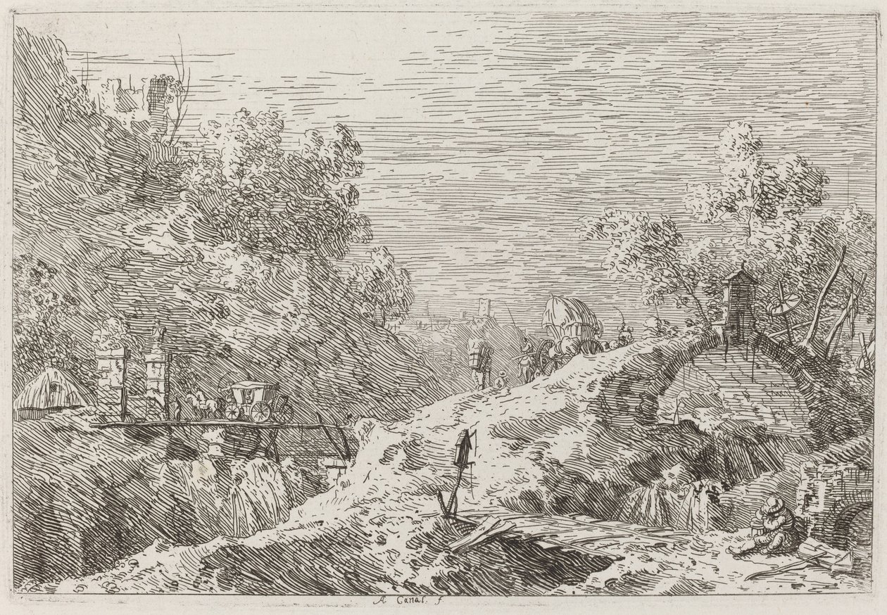 Mountain Landscape with Five Bridges by Canaletto
