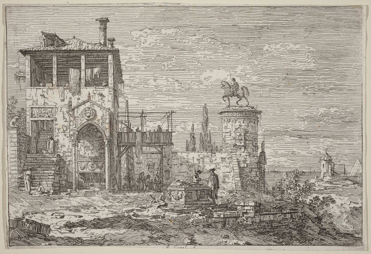The Equestrian Monument by Canaletto