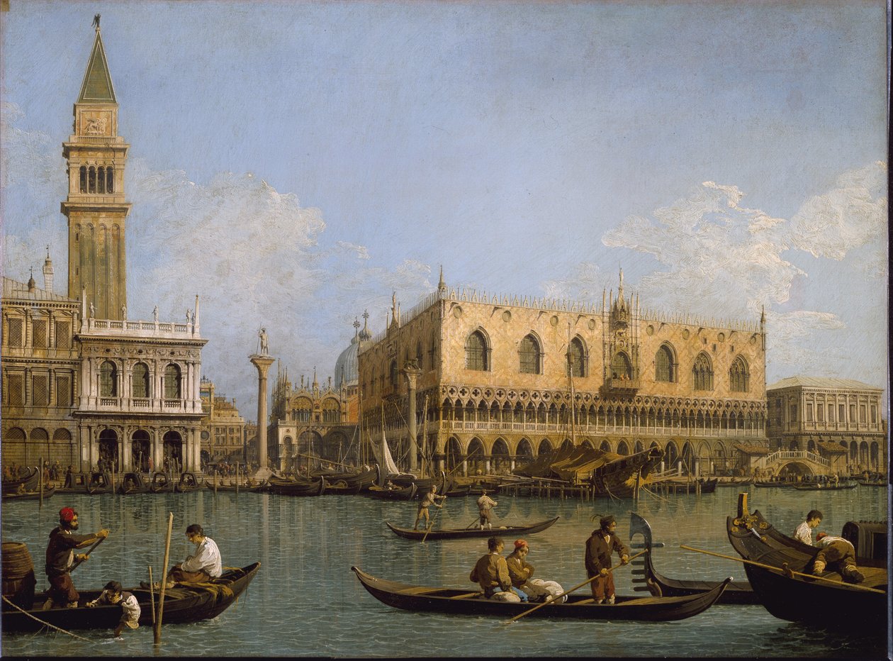 The Mole, view from the basin of Saint Mark to Venice (detail) by Canaletto