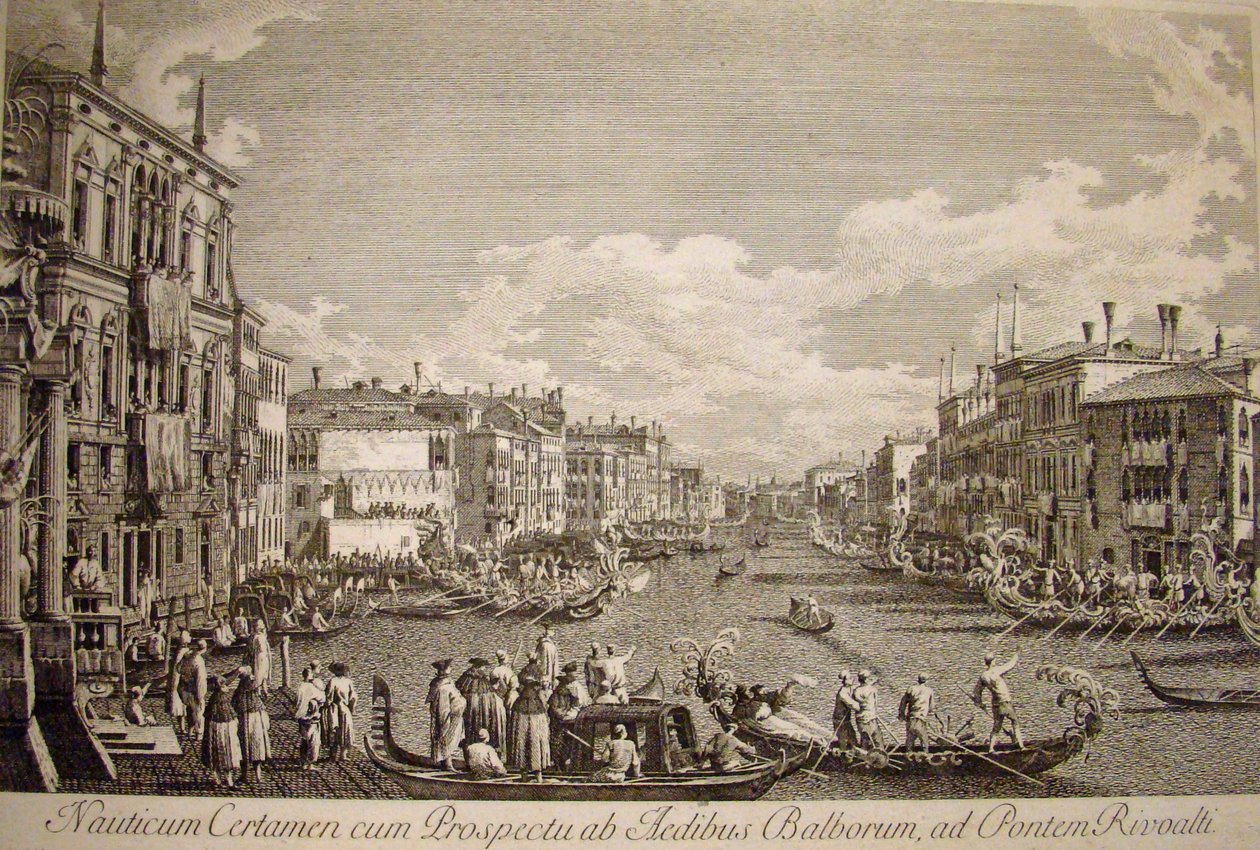 Water Festival on the Grand Canal, Venice. Left in the foreground is the 16th-century Palazzo Balbi. by Canaletto