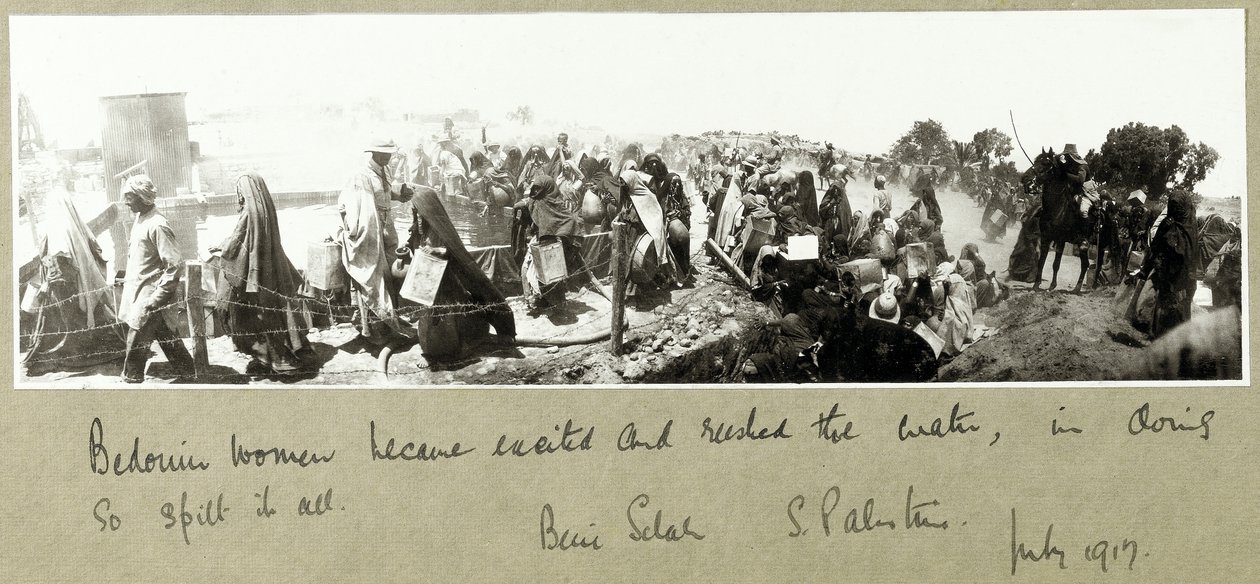 Bedouin Women Rushing for Their Water Ration, Beni Saleh, July 1917 by Capt. Arthur Rhodes