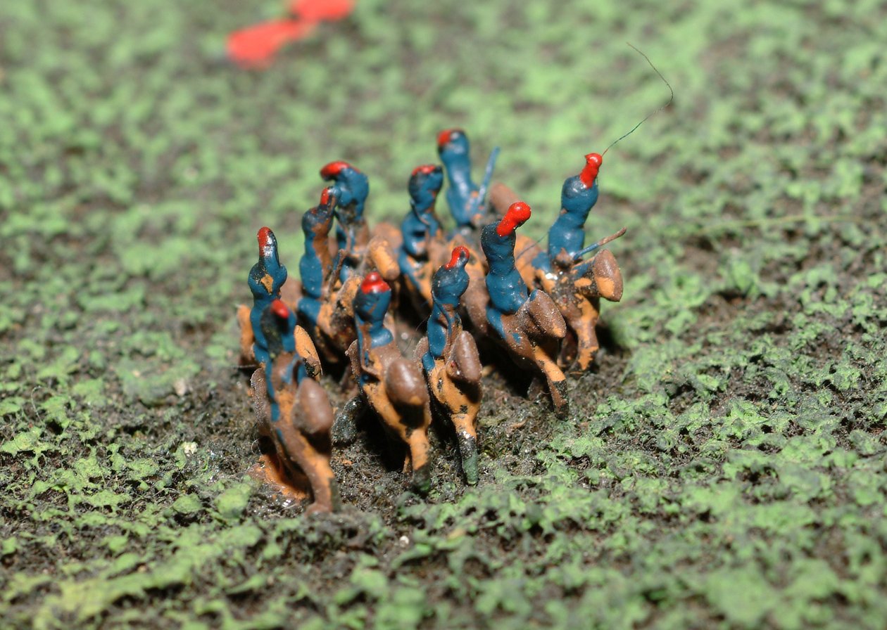 Diorama of the Battle of Waterloo showing troops positioned as at 19.45 hrs on 18th June, 1815 (detail) by Capt. William Siborne