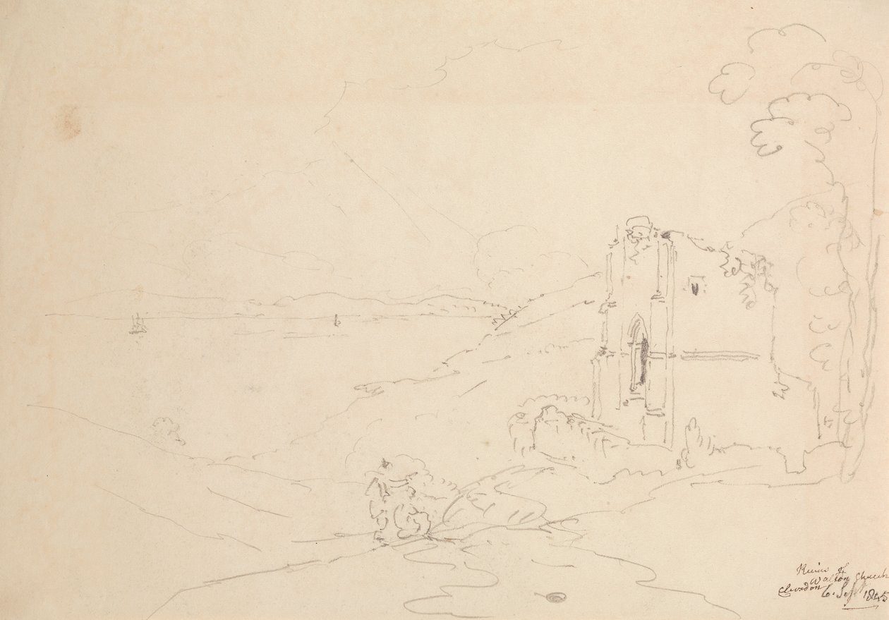 Ruins of Walton Church, Clevedon, 6 September 1845 by Capt. Thomas Hastings