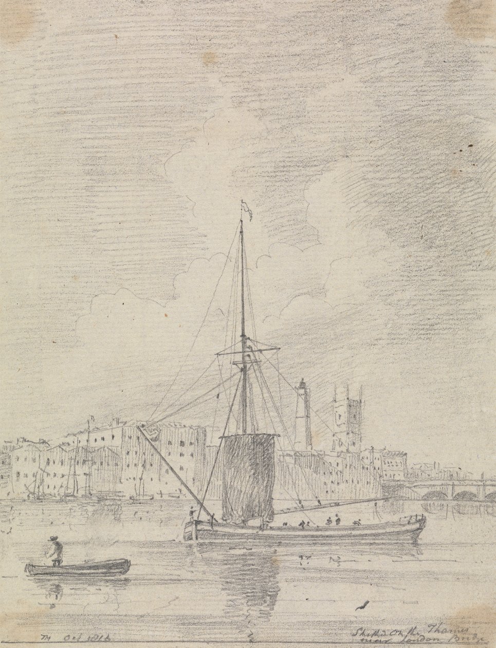 Ships on the Thames near London Bridge, October 1816 by Capt. Thomas Hastings